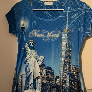 Elegant Blue New York Skyline Tee